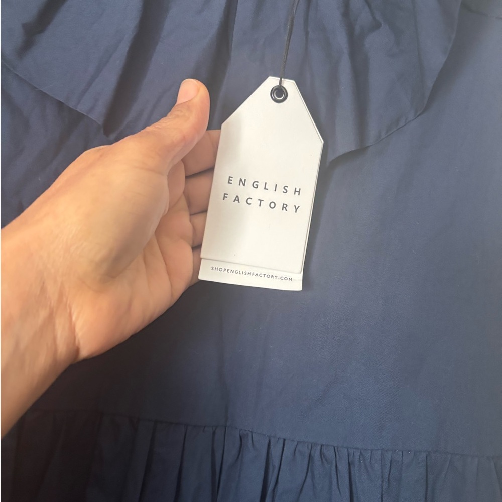 English Factory Navy Maxi Dress with Ruffle Detail - Picture 3 of 10